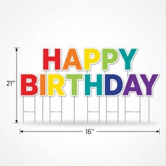 Vibrant "HAPPY BIRTHDAY" Yard Stake Sign Set
