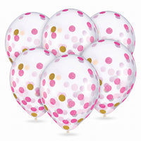 Pink and Gold Confetti Latex Balloons, 12-Inch, 6-Pack
