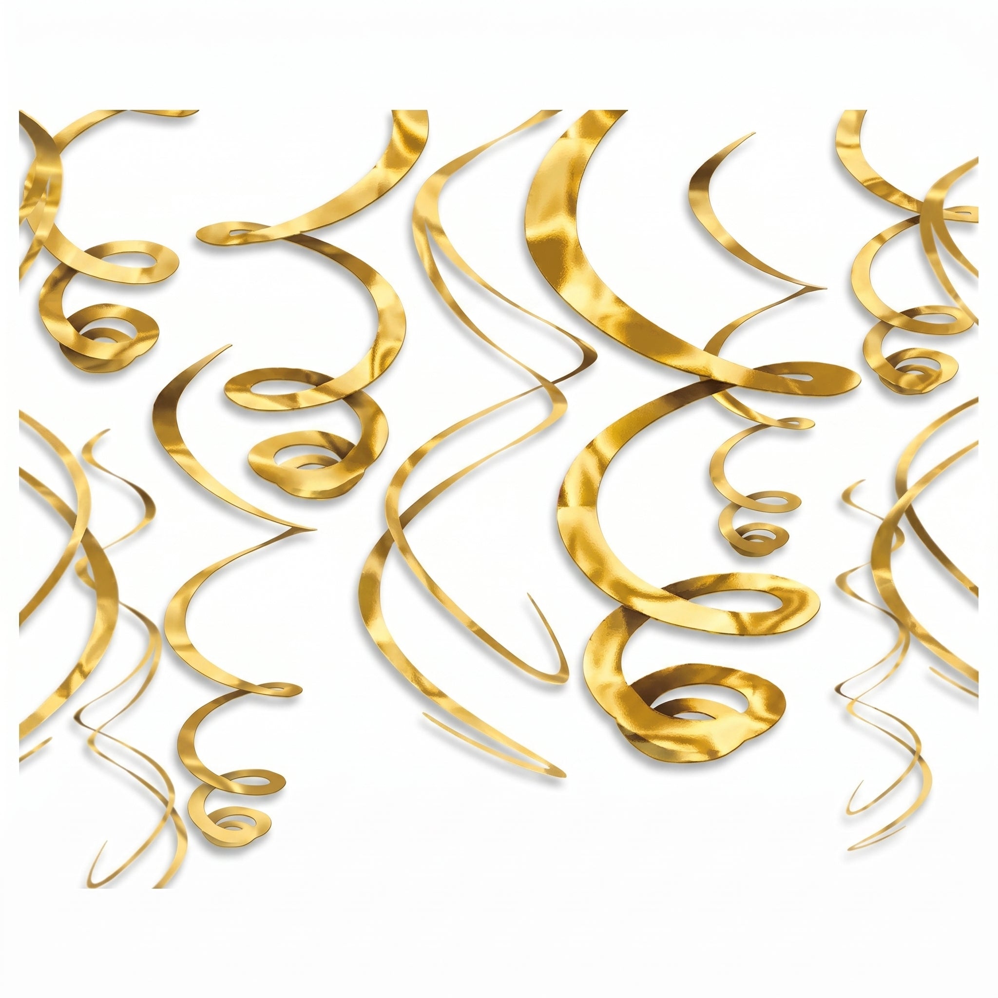 Gold Swirl Hanging Decorations, 22-Inch, 3-Pack