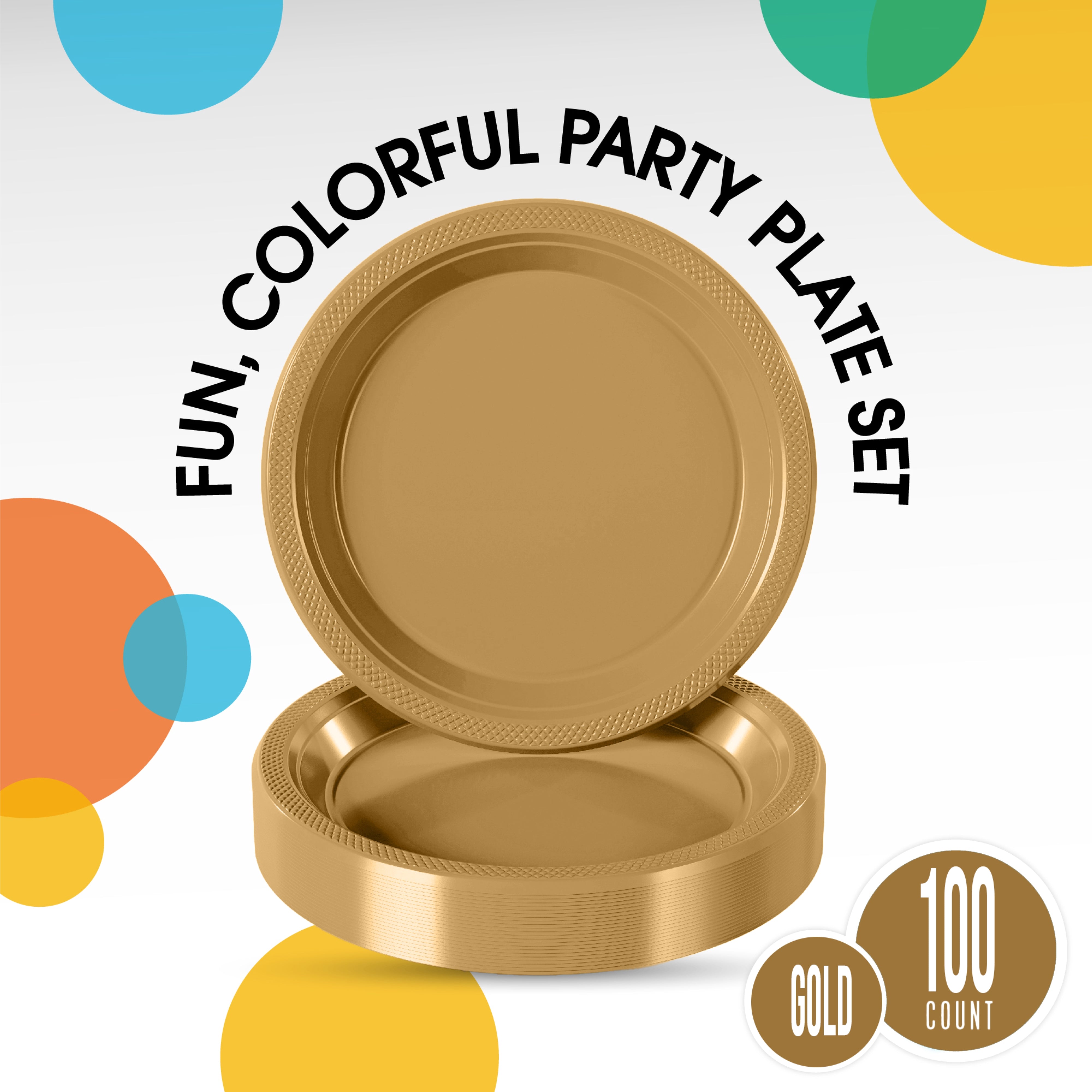 7 In. Gold Plastic Plates | 100 Count