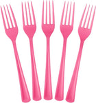 Heavy Duty Cerise Plastic Forks - 7.5 in. | 50 Count