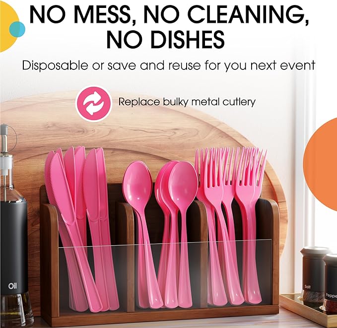 Unleashed - Heavy Duty Hot Pink Plastic Forks | 50 Count