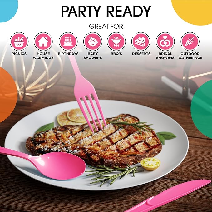 Heavy Duty Cerise Plastic Forks - 7.5 in. | Case of 1200