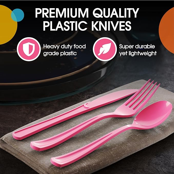 Heavy Duty Cerise Plastic Knives | Case of 1200