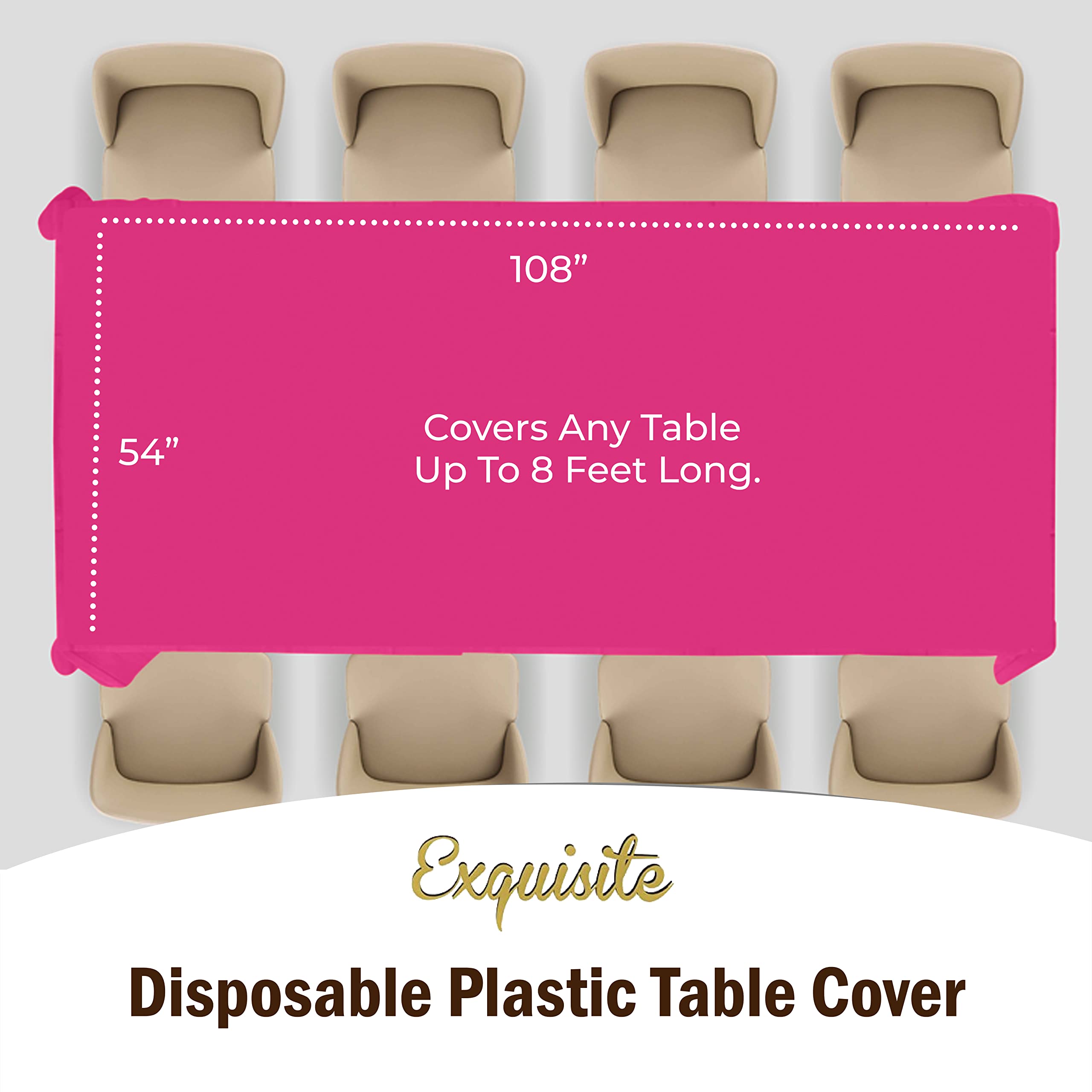 Cerise Plastic Table Covers | 6 Pack - 54 In. x 108 In.