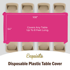 Premium Cerise Plastic Table Cover | Case of 96 - 54 In. x 108 In.