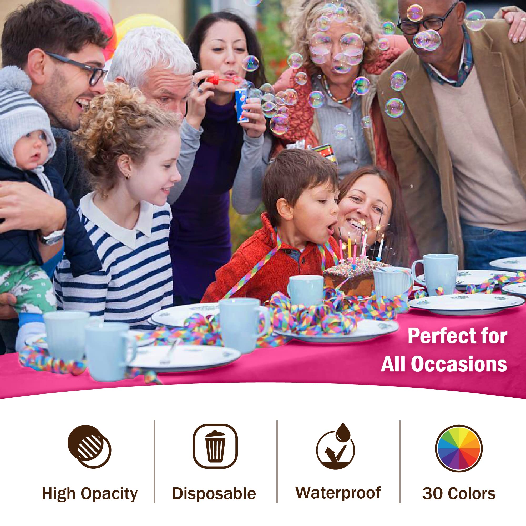 Premium Cerise Plastic Table Covers | 12 Pack - 54 In. x 108 In.