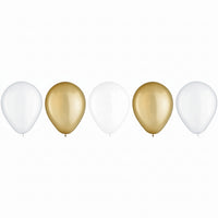 Elegant Golden & White Latex Balloons - 11 Inch, 15 Count