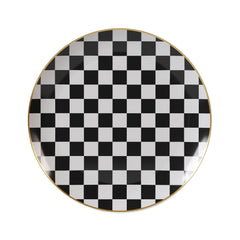 10 In. Checkerboard White Plastic Plates | 10 Count