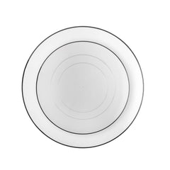10 In. Classic Clear Design Plates Black Rim | 10 Count
