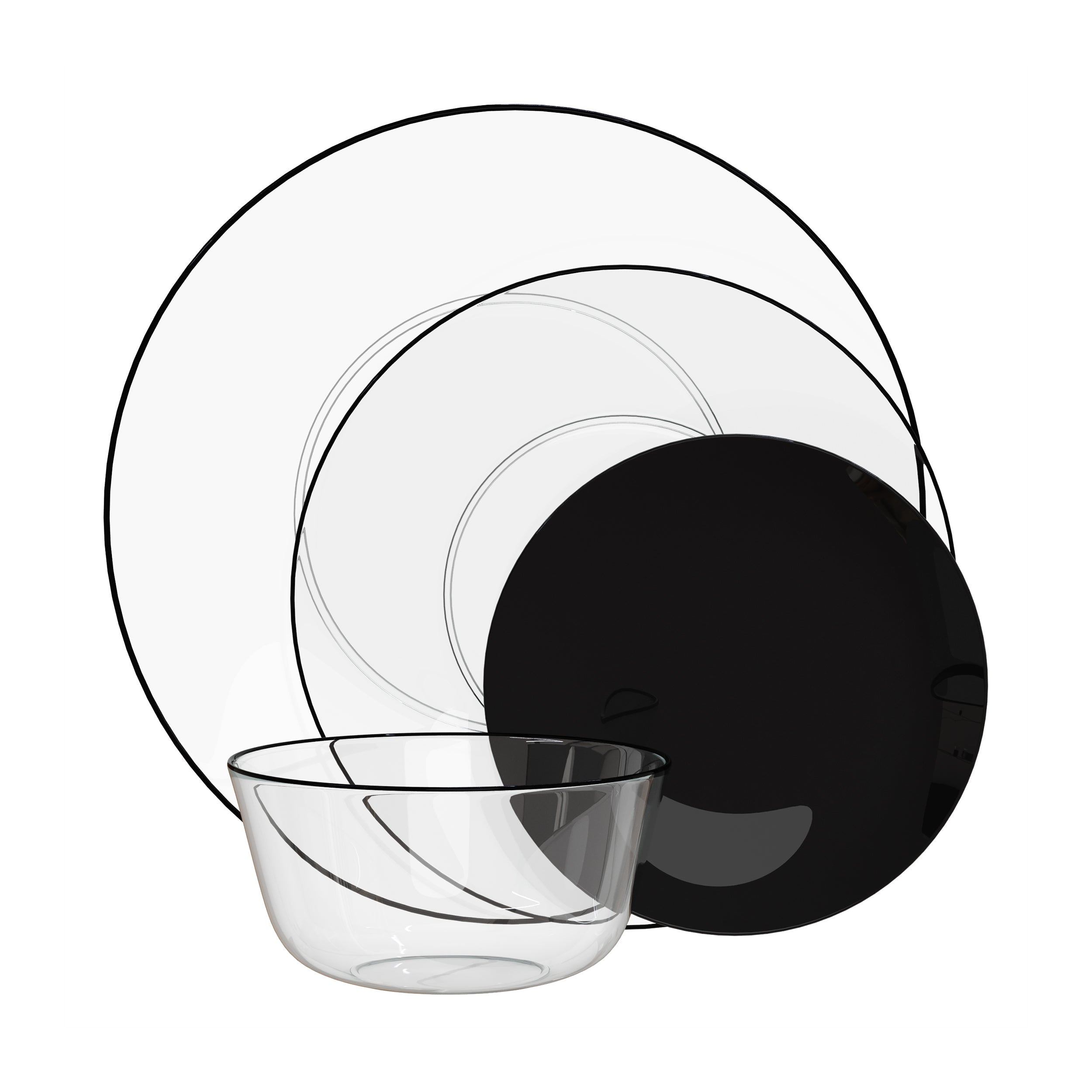 8 In. Classic Clear & Black Rim Design Plastic Plates | 120 Count