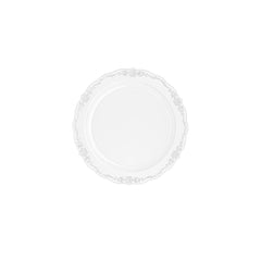 9 In. Clear Victorian Design Plates | 20 Count