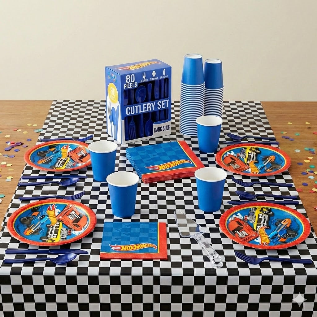 106 Pcs Hot Wheels Base Birthday Party Kit - For 8 Guests