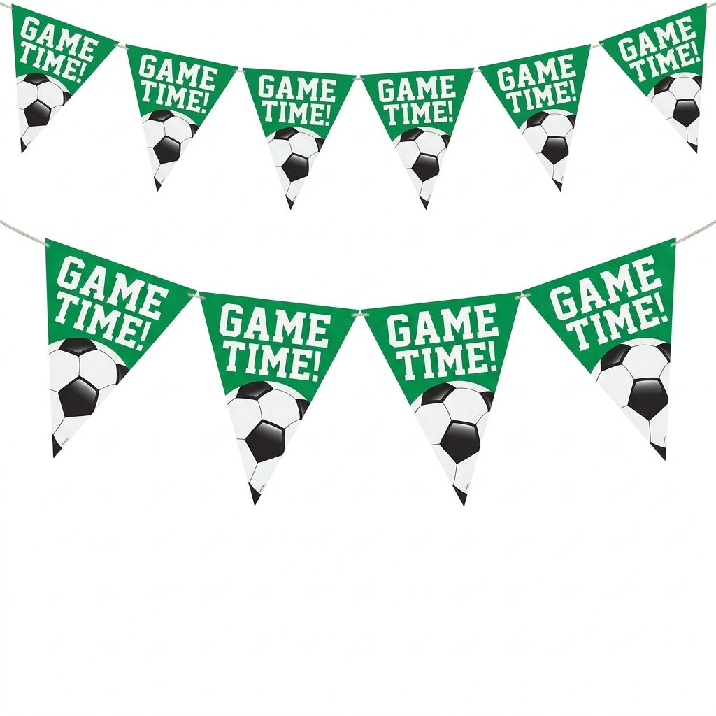 "Game Time!" Soccer Pennant Banner - 12ft Sports Party Decoration