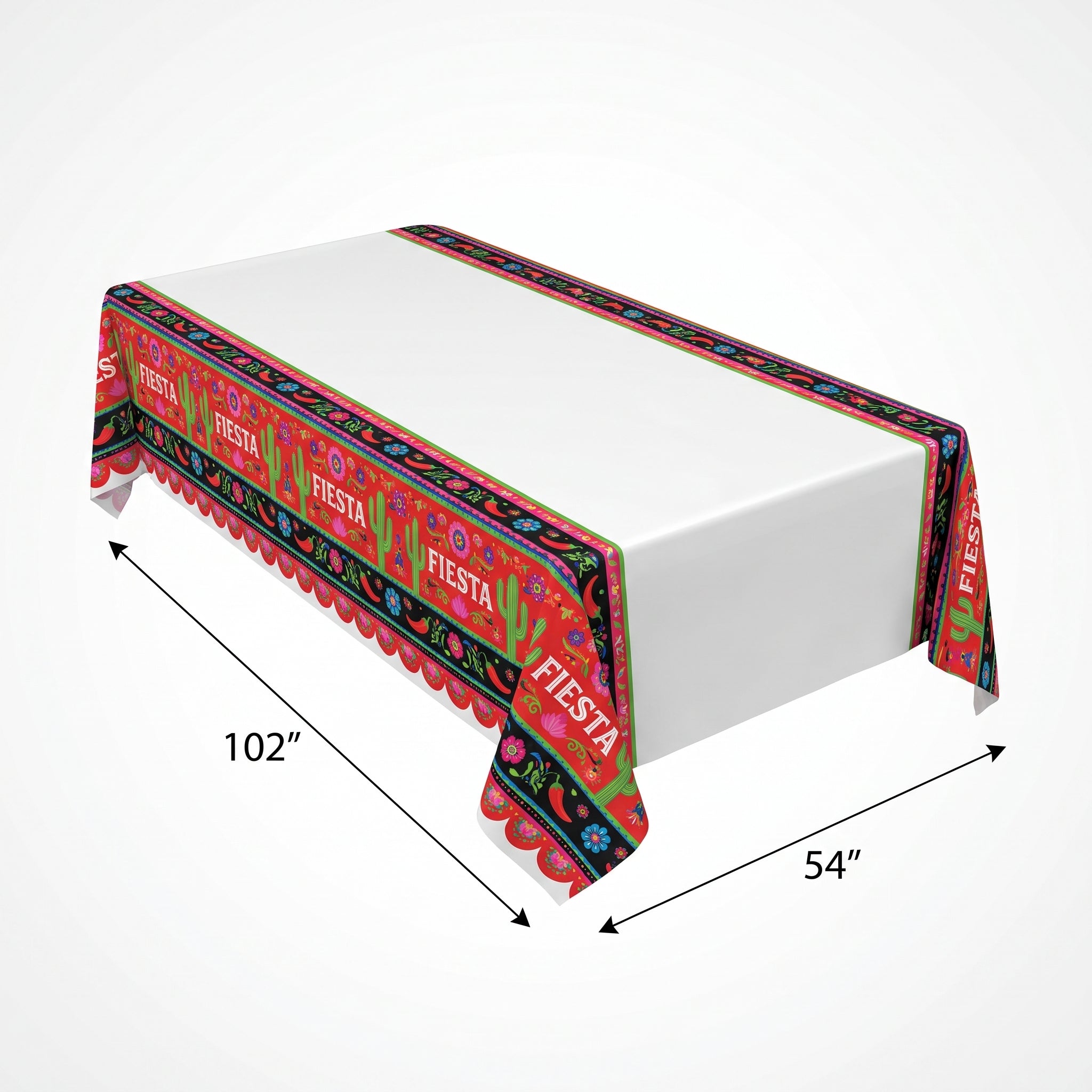 Vibrant Fiesta Paper Picado Table Cover - 54"x102" Plastic