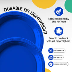 10 In. Dark Blue Plastic Plates | 100 Count