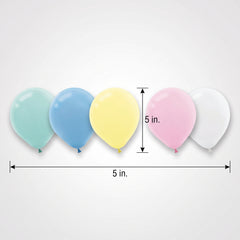 Pastel Mini Latex Balloons, Assorted Colors, 5-Inch, 50-Pack