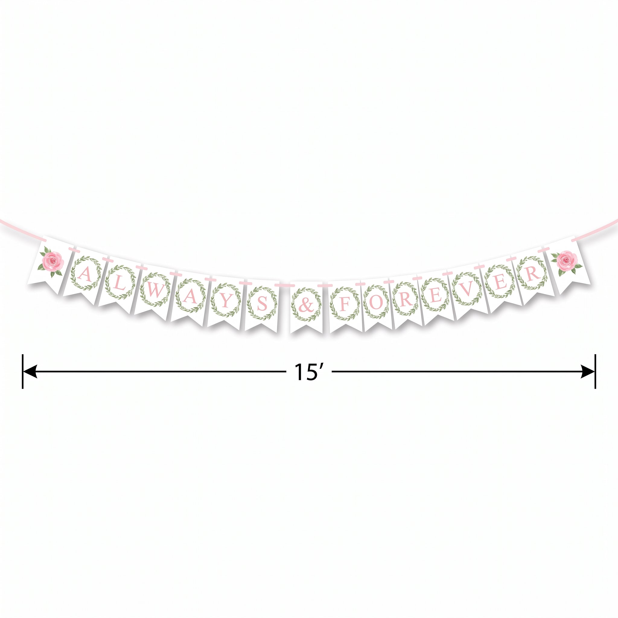"Always & Forever" Floral Pennant Banner for Weddings