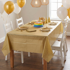 Gold Plastic Table Cover - 54x108 inches