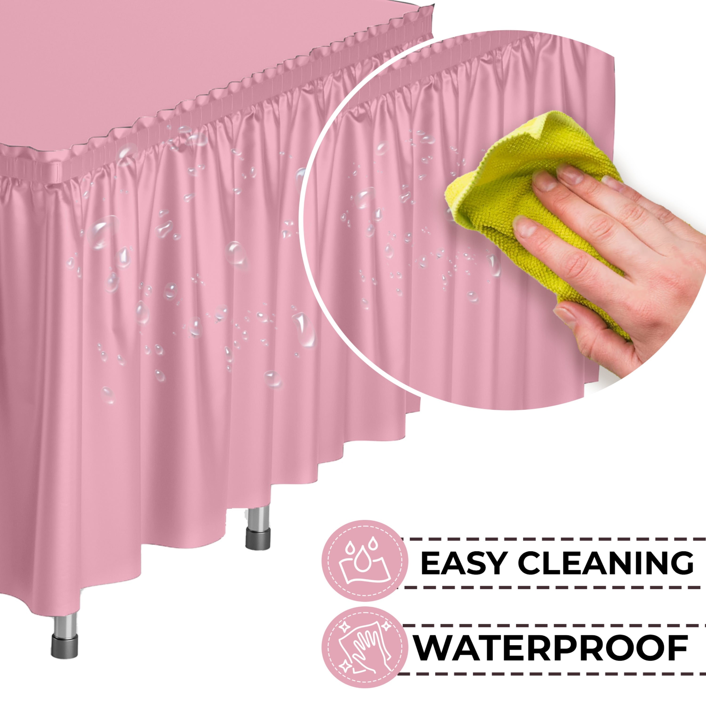 Pink Plastic Table Skirt | Case of 48
