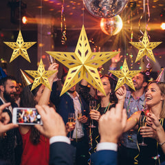 Metallic Gold Star Hanging Decorations for Hollywood Party