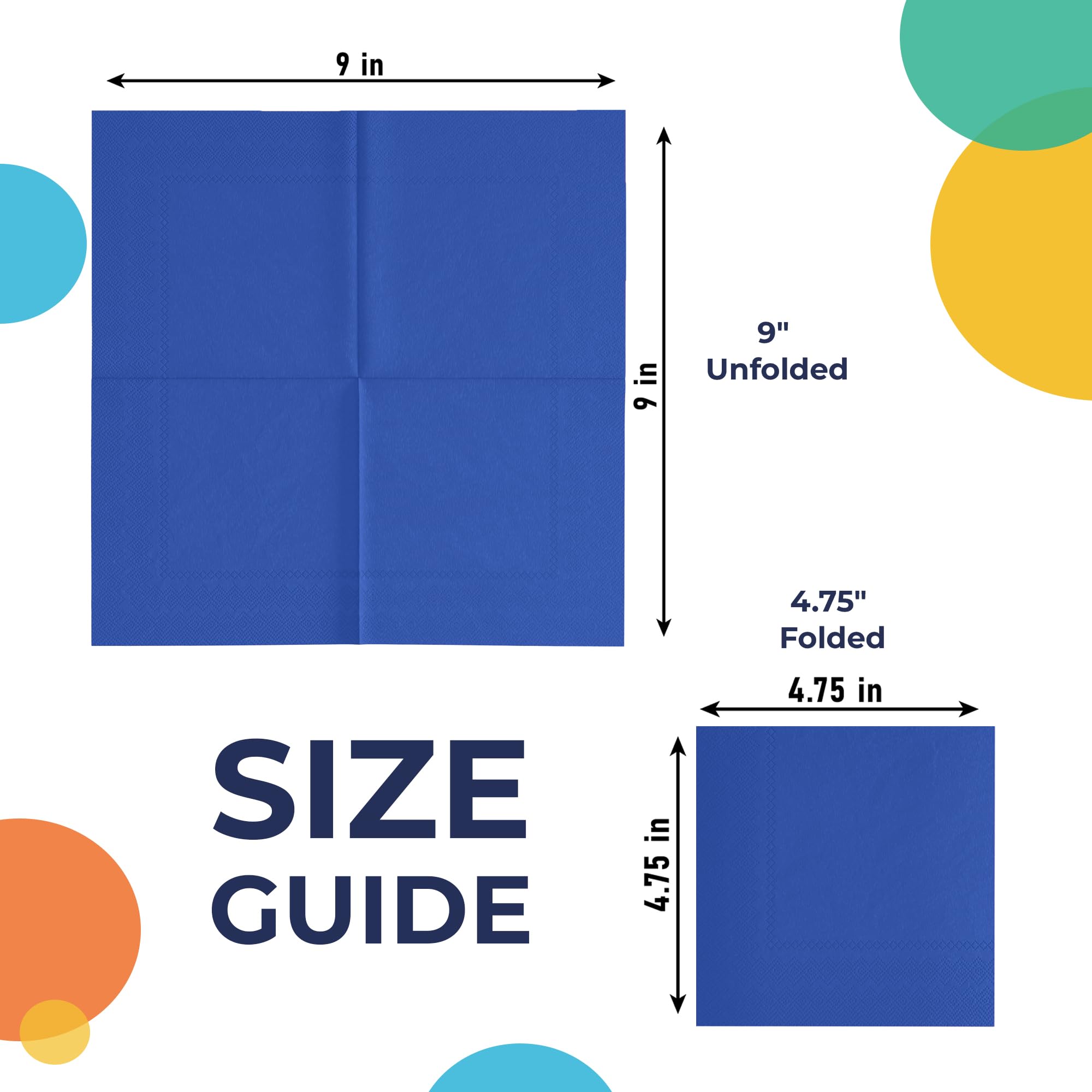 Dark Blue Beverage Napkins - 4.75 in. x 4.75 in. | Case of 3600
