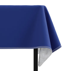 Dark Blue Flannel Backed Plastic Table Cover 70 In. Round | Case of 24