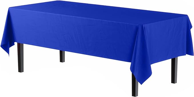 Premium Dark Blue Plastic Table Covers | 12 Pack - 54 In. x 108 In.