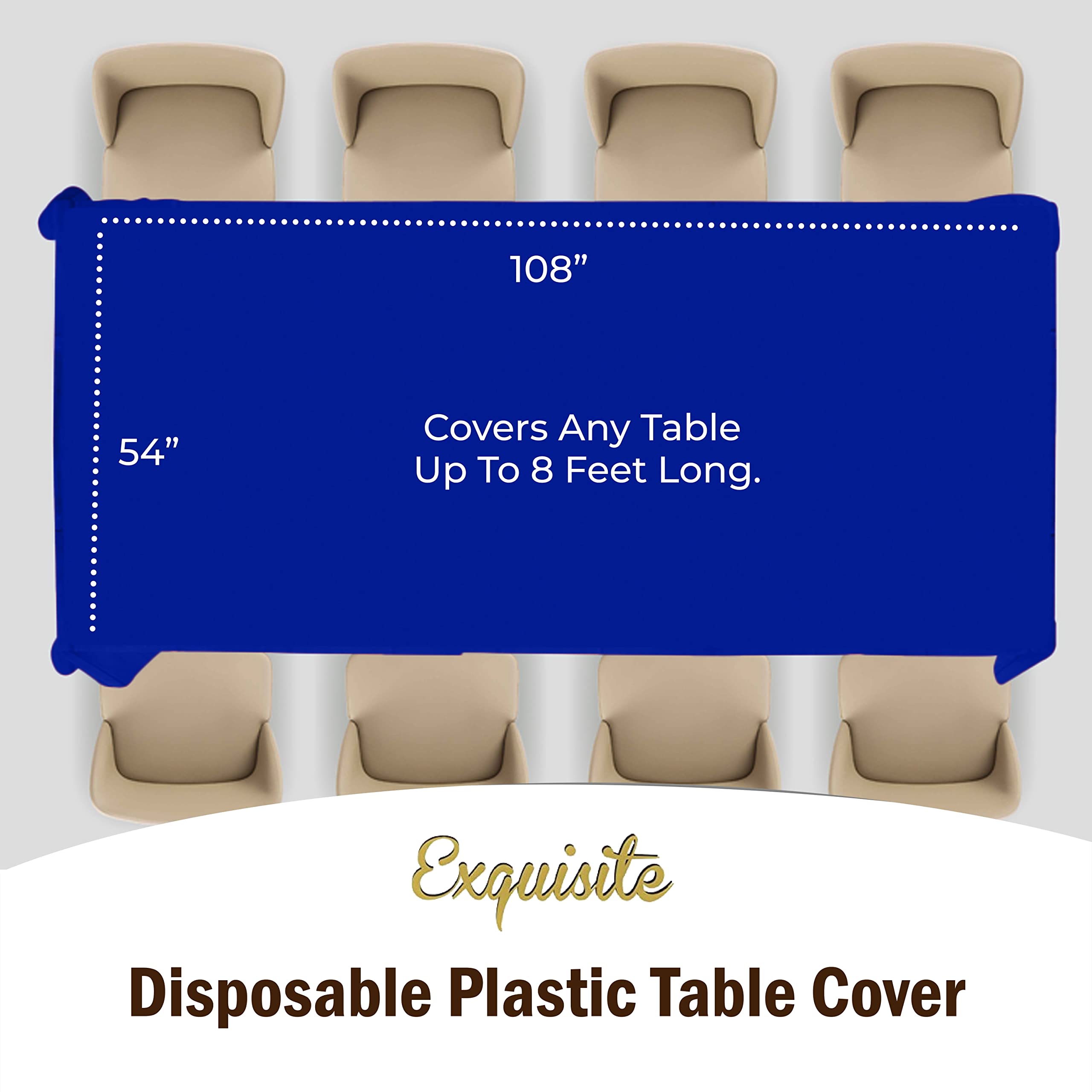 Premium Dark Blue Plastic Table Covers | 6 Pack - 54 In. x 108 In.