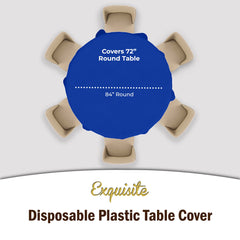 Dark Blue Round Plastic Table Cover - 84 in. | Case of 48