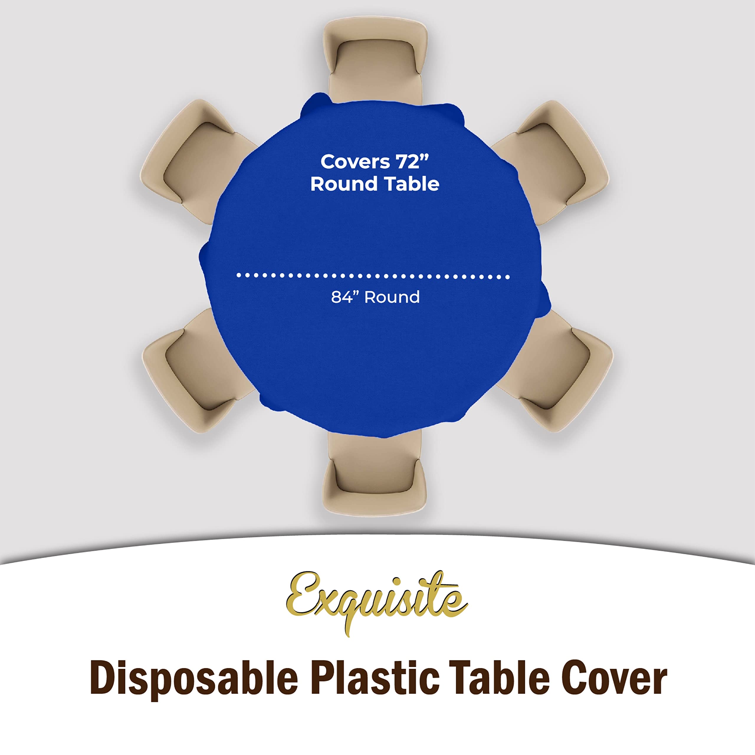 Dark Blue Round Plastic Table Covers | 6 Pack