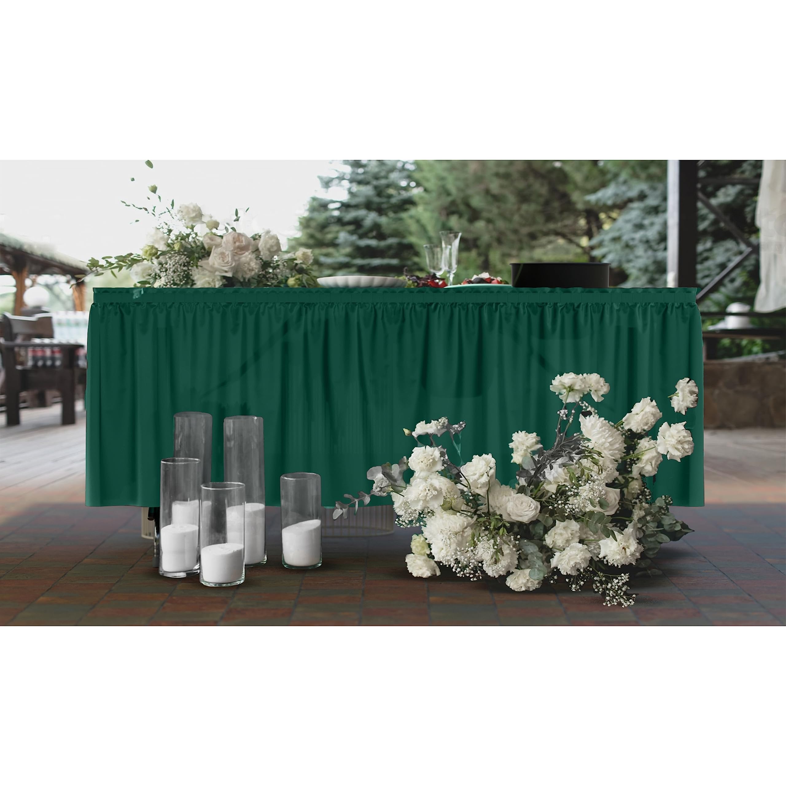 Dark Green Plastic Table Skirt | Case of 48