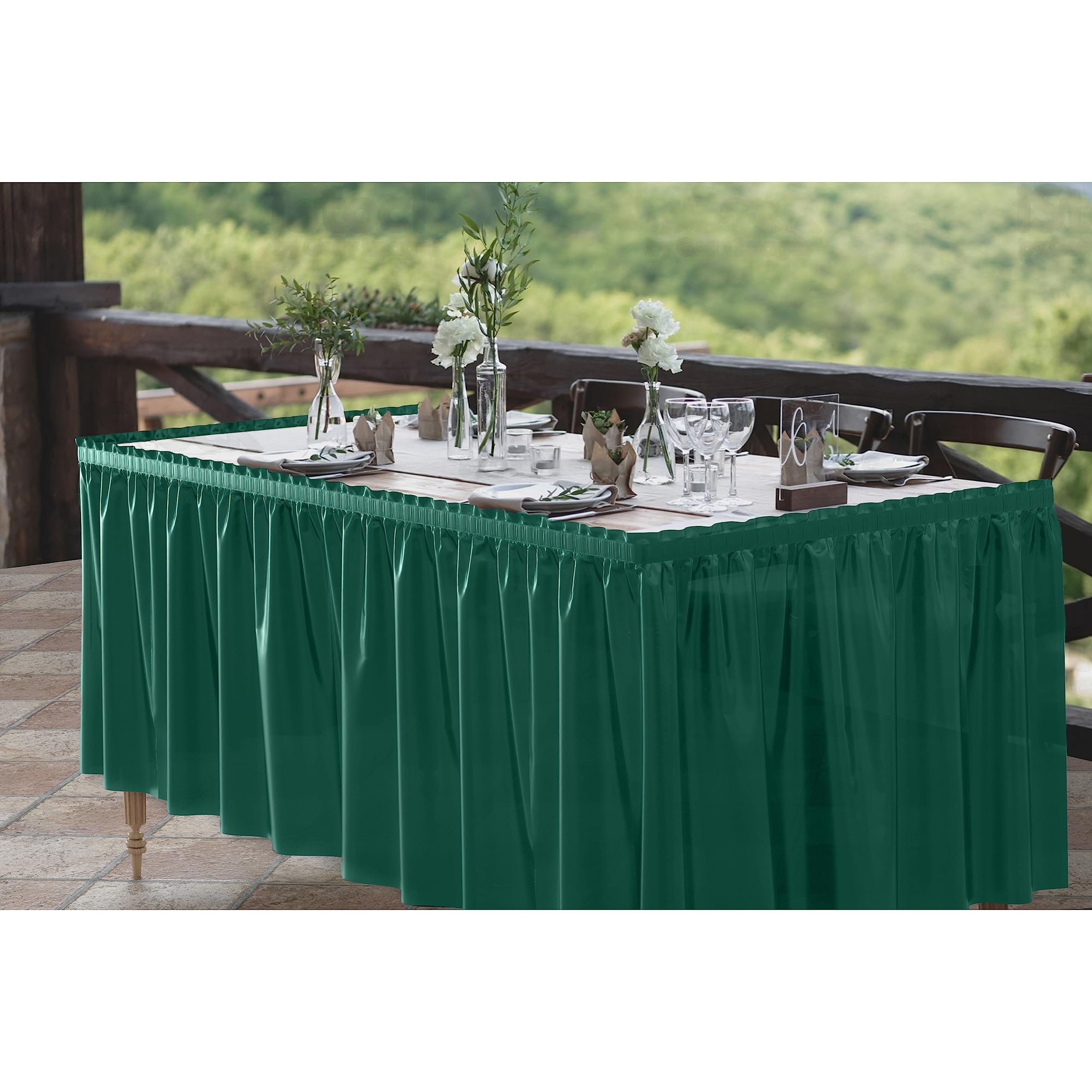 Dark Green Plastic Table Skirt | Case of 48