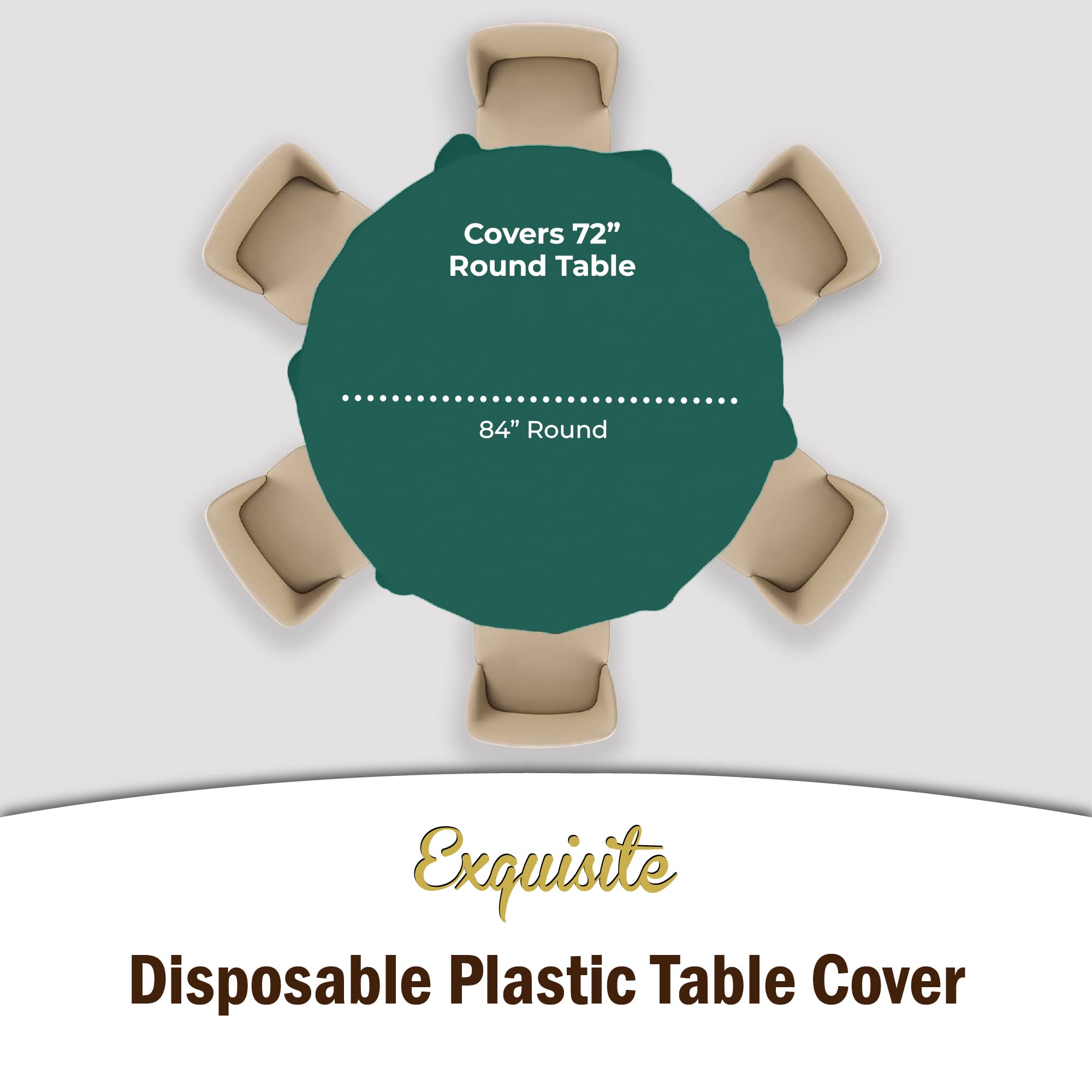 Dark Green Round Plastic Table Covers | 6 Pack