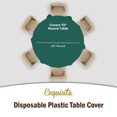 Dark Green Round Plastic Table Covers | 12 Pack - 84 in.