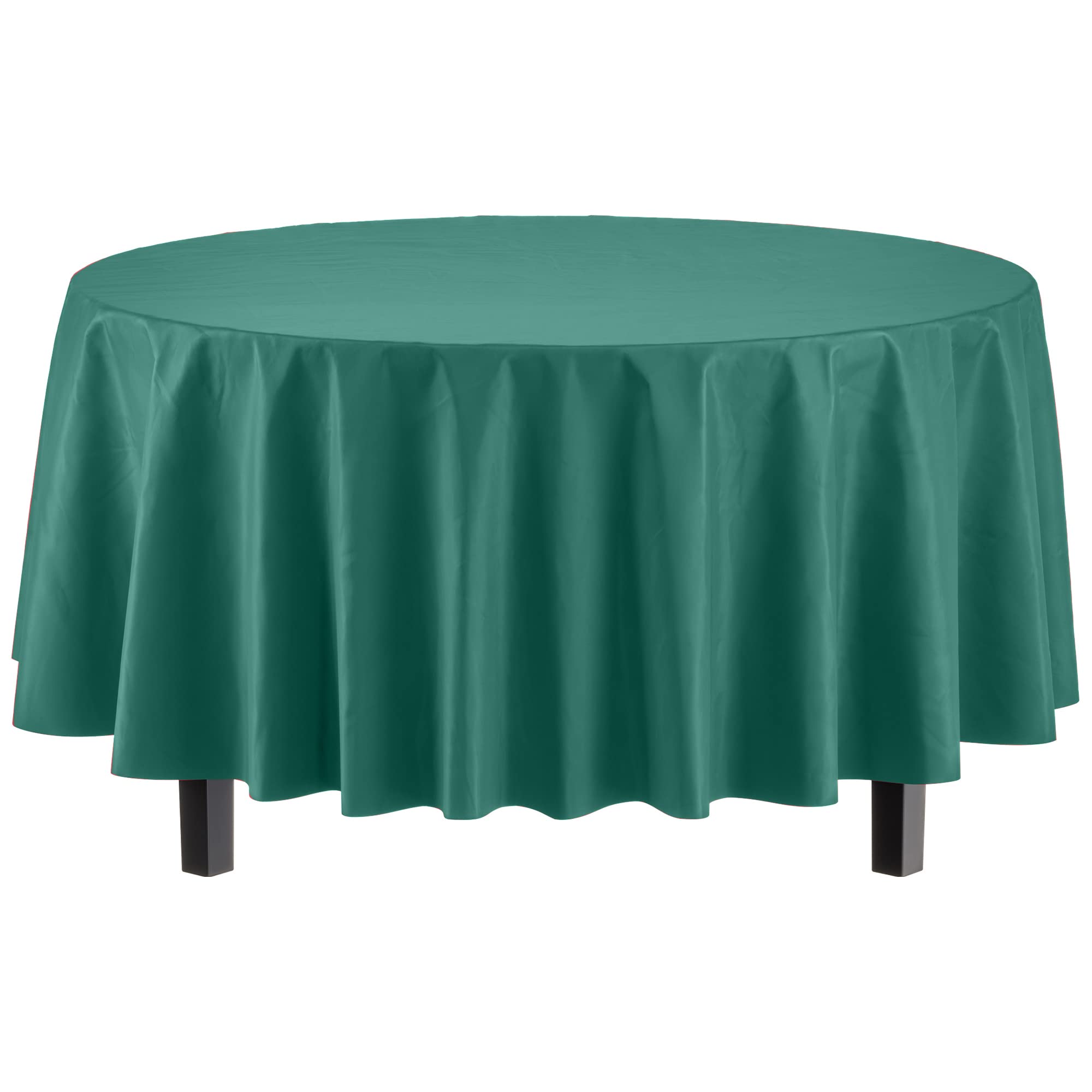 Dark Green Round Plastic Table Covers | 12 Pack - 84 in.