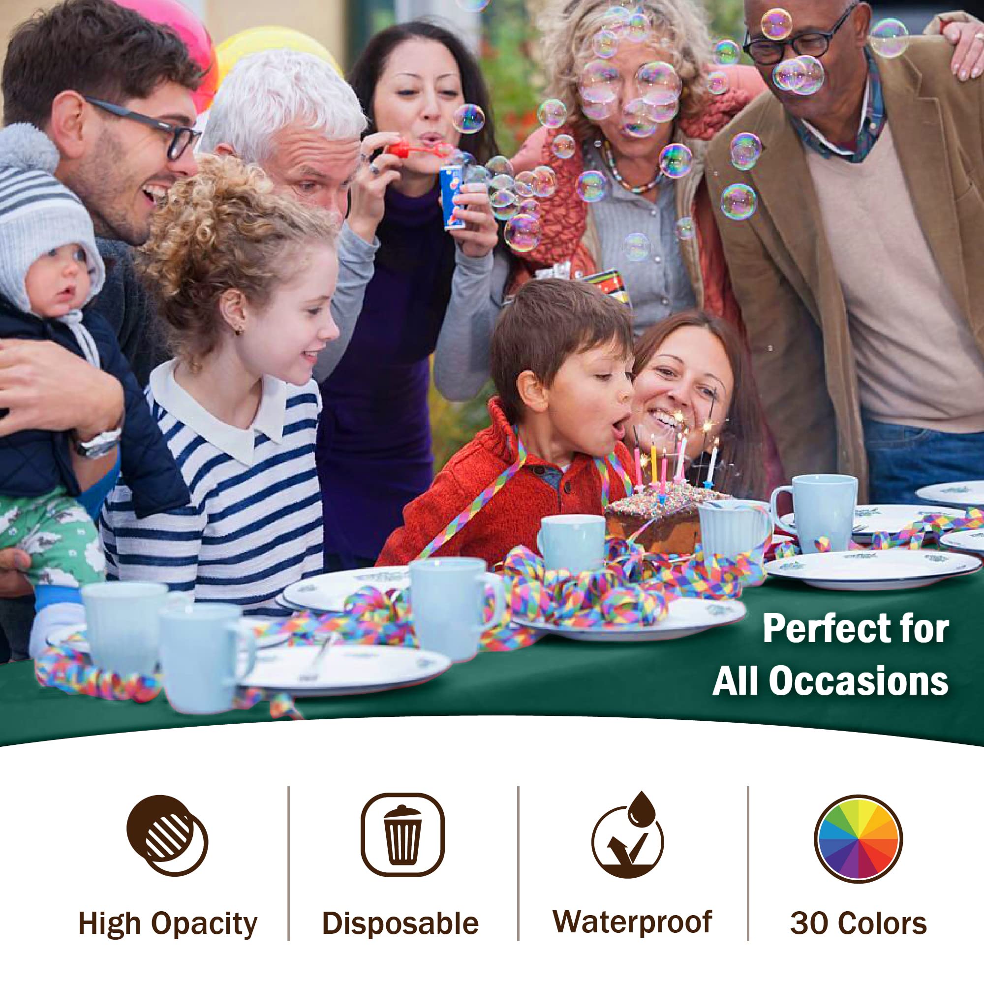 Dark Green Plastic Table Cover | Case of 48 - 54 In. x 108 In.