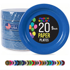9 In. Dark Blue Paper Plates - 20 Ct.