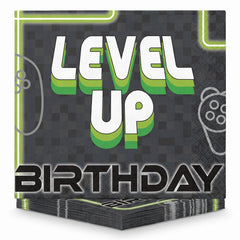 Level Up Birthday Lunch Napkins - 6.5 In. x 6.5 In. - Gaming Theme, 16 Pack