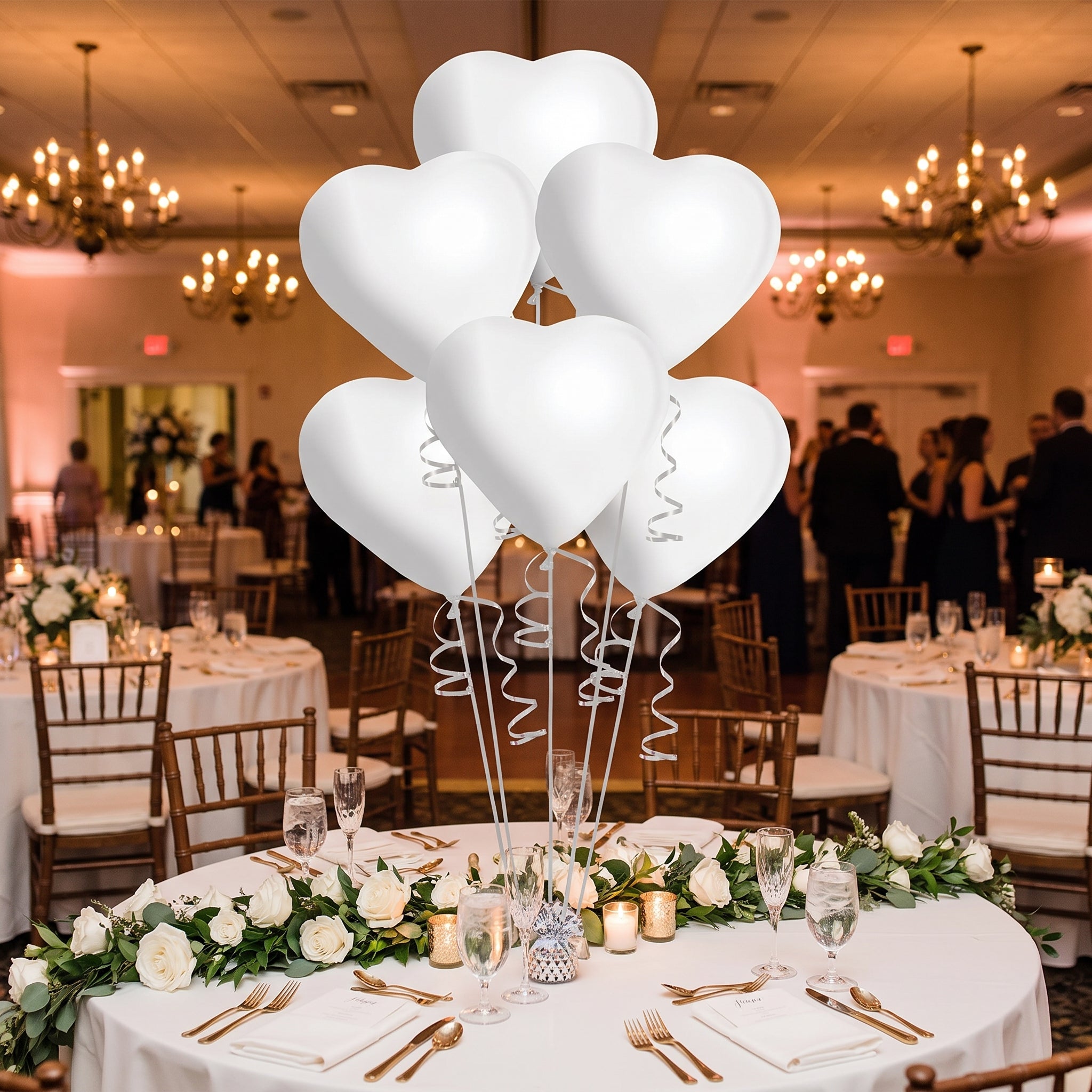 White Heart-Shaped Latex Balloons, 11-Inch, 6-Pack