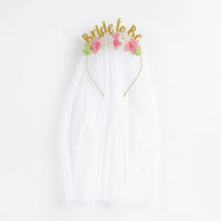 Bride-To-Be Floral Headband with Veil