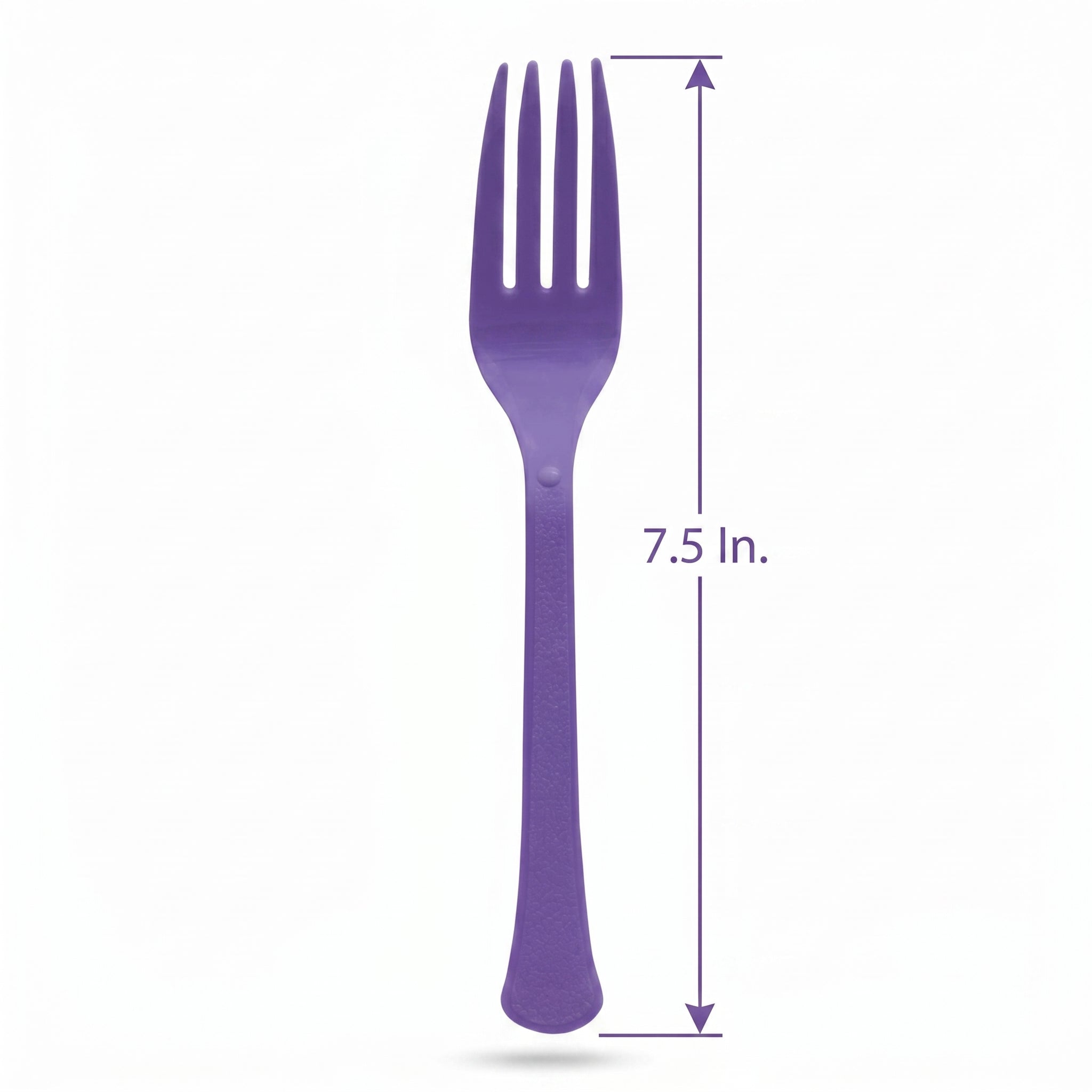 Purple Plastic Forks - Heavyweight Disposable Party Cutlery, 7.5 In. Durable Colored Plastic Silverware for Events, Birthdays, Catering