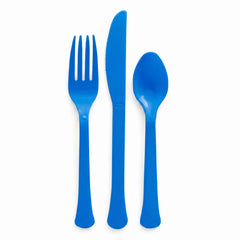 Blue Heavyweight Plastic Cutlery Set - 7.5 in. - 24 Count