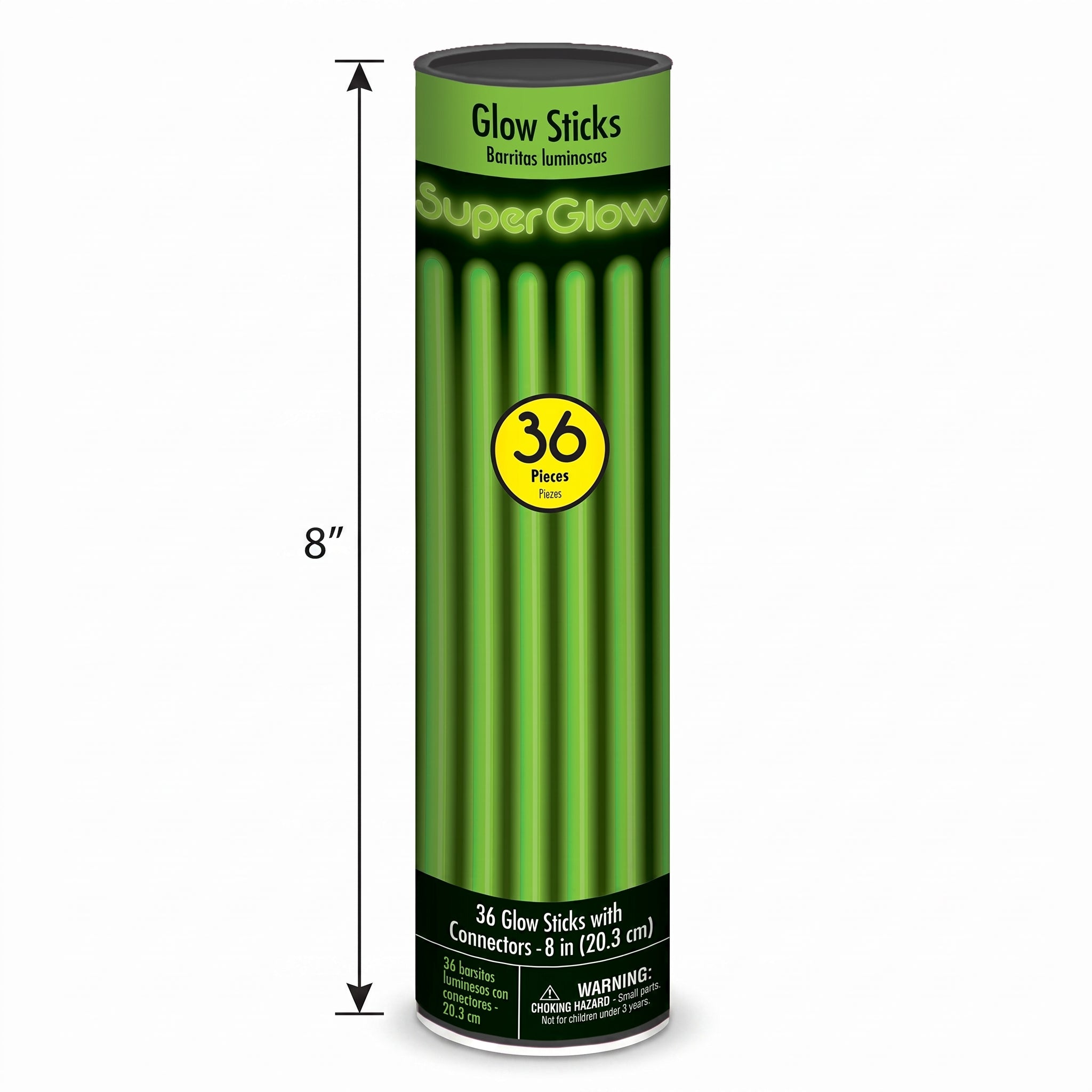 Green Glow Sticks - 8 Inch, 36-Pack