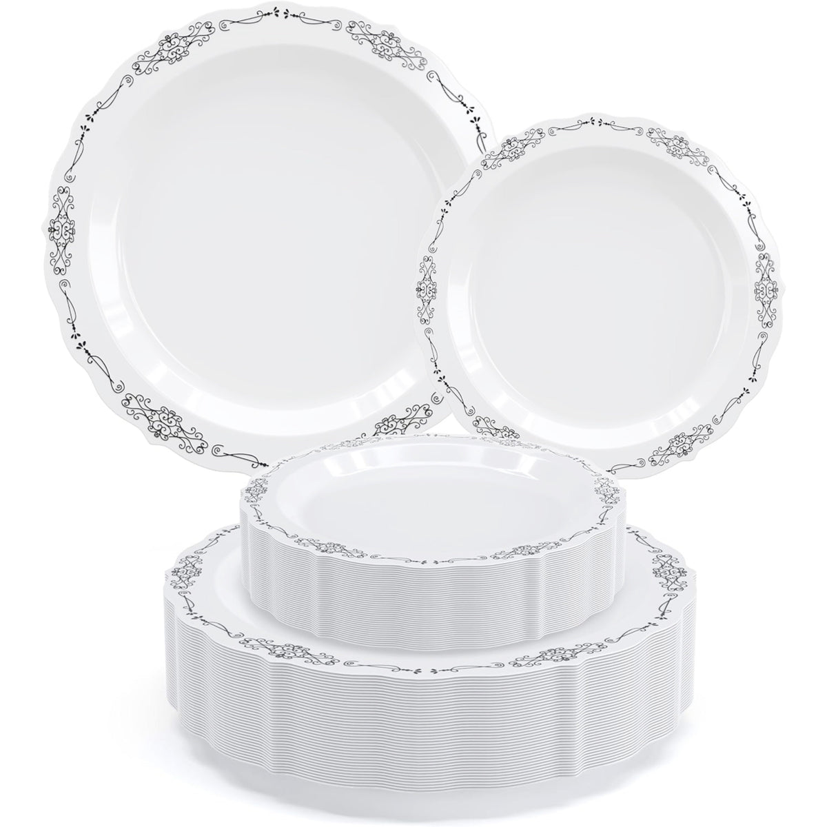White/Black Victorian Combo Set | Service for 160