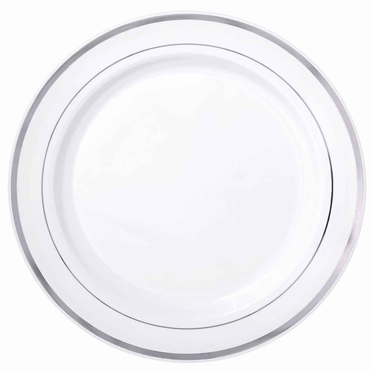 Elegant Silver Trim 7.5" Premium Plastic Plates - 20 Pack