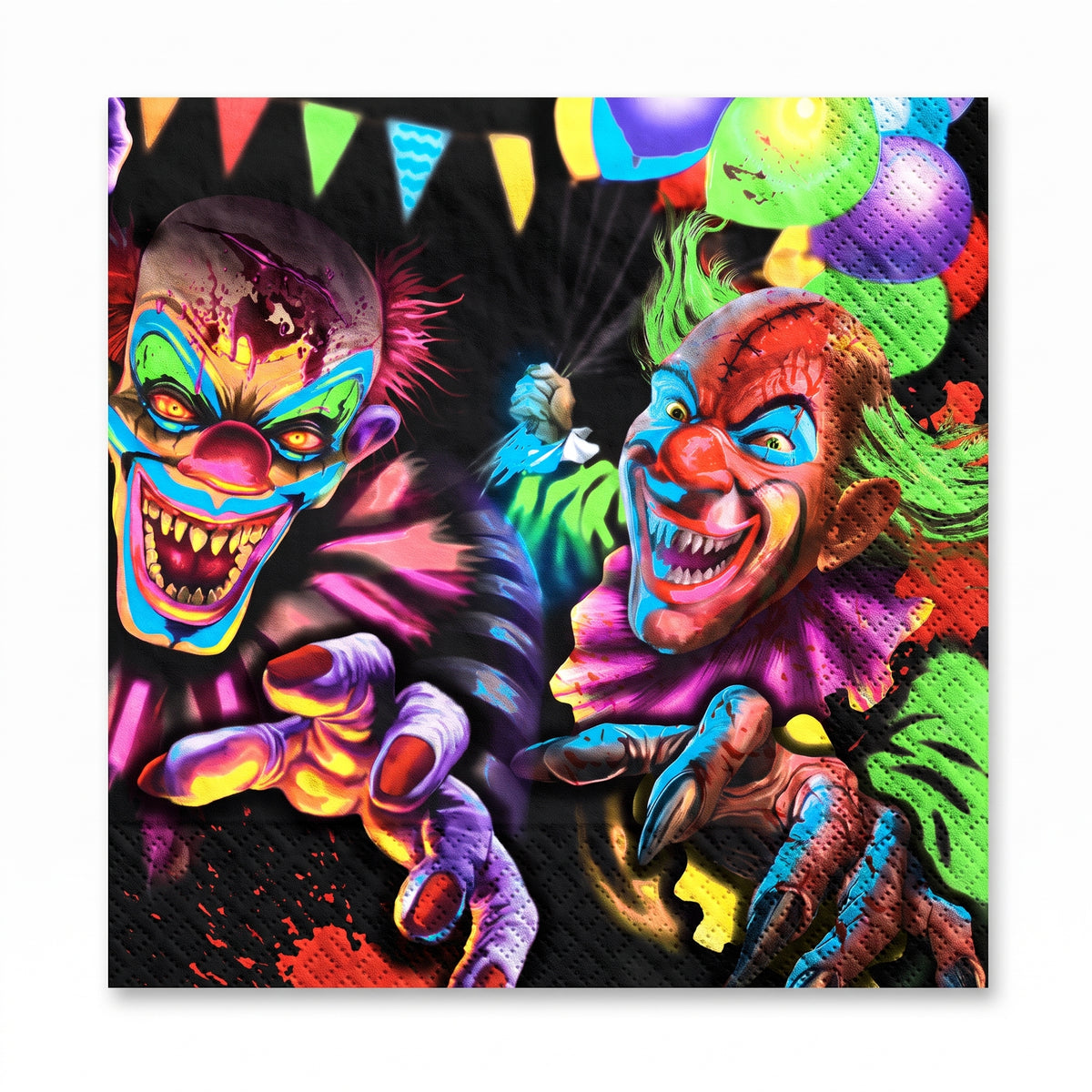 Creepy Carnival Blacklight Beverage Napkins - 12 Pack - 5 In. X 5 In.