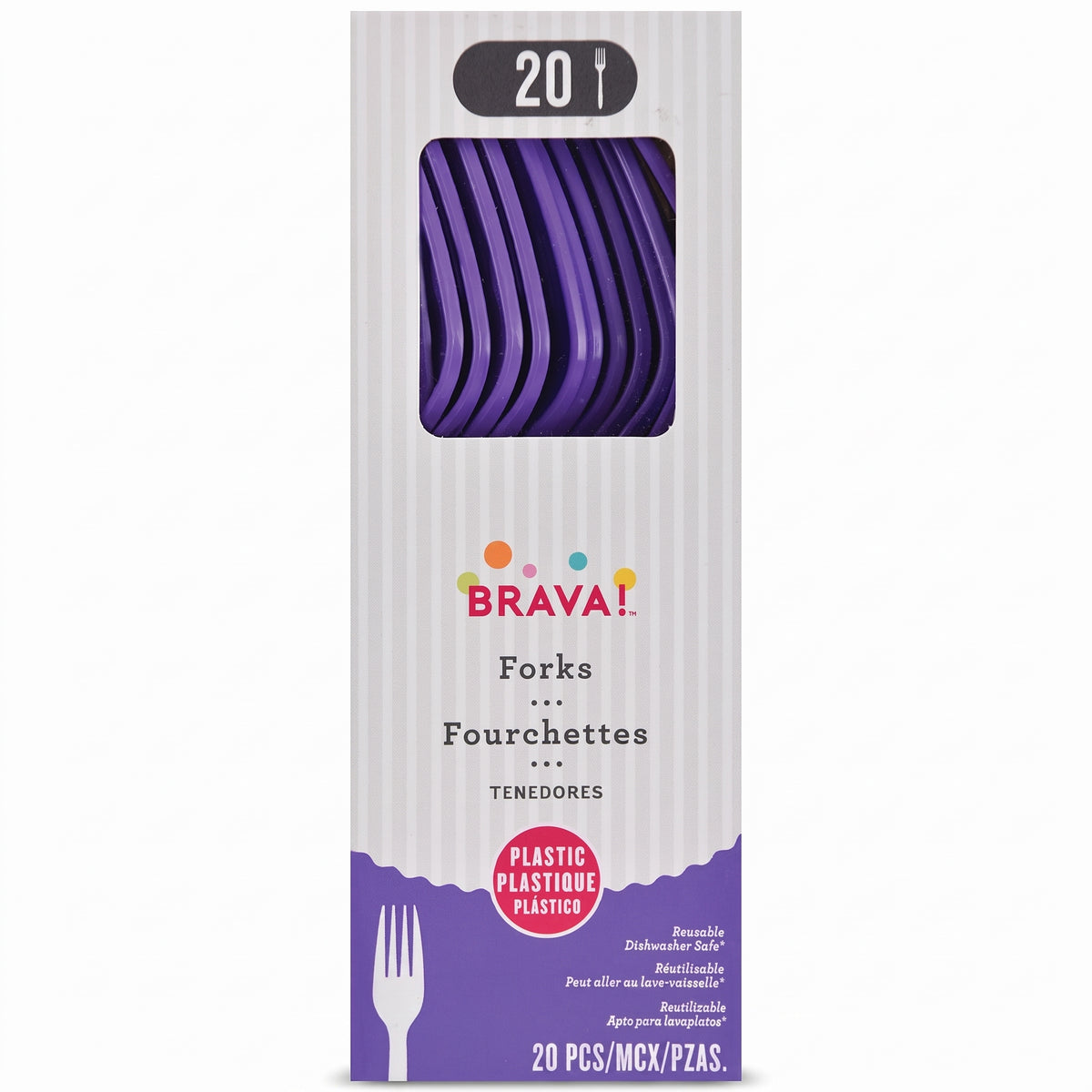 Vibrant Purple Plastic Forks - Pack of 20 - 7.5 in.