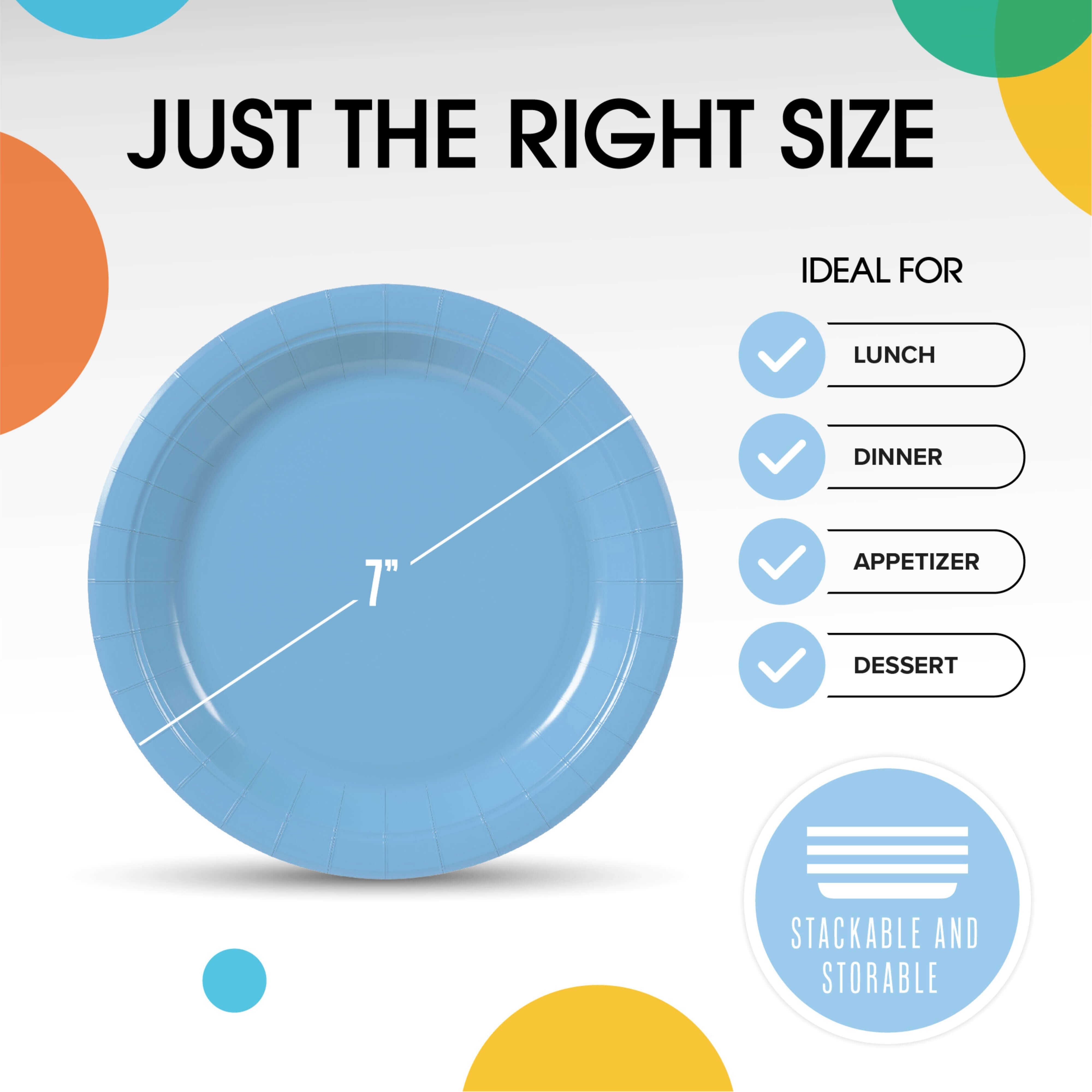 7 In. Light Blue Paper Plates - 50 Ct.