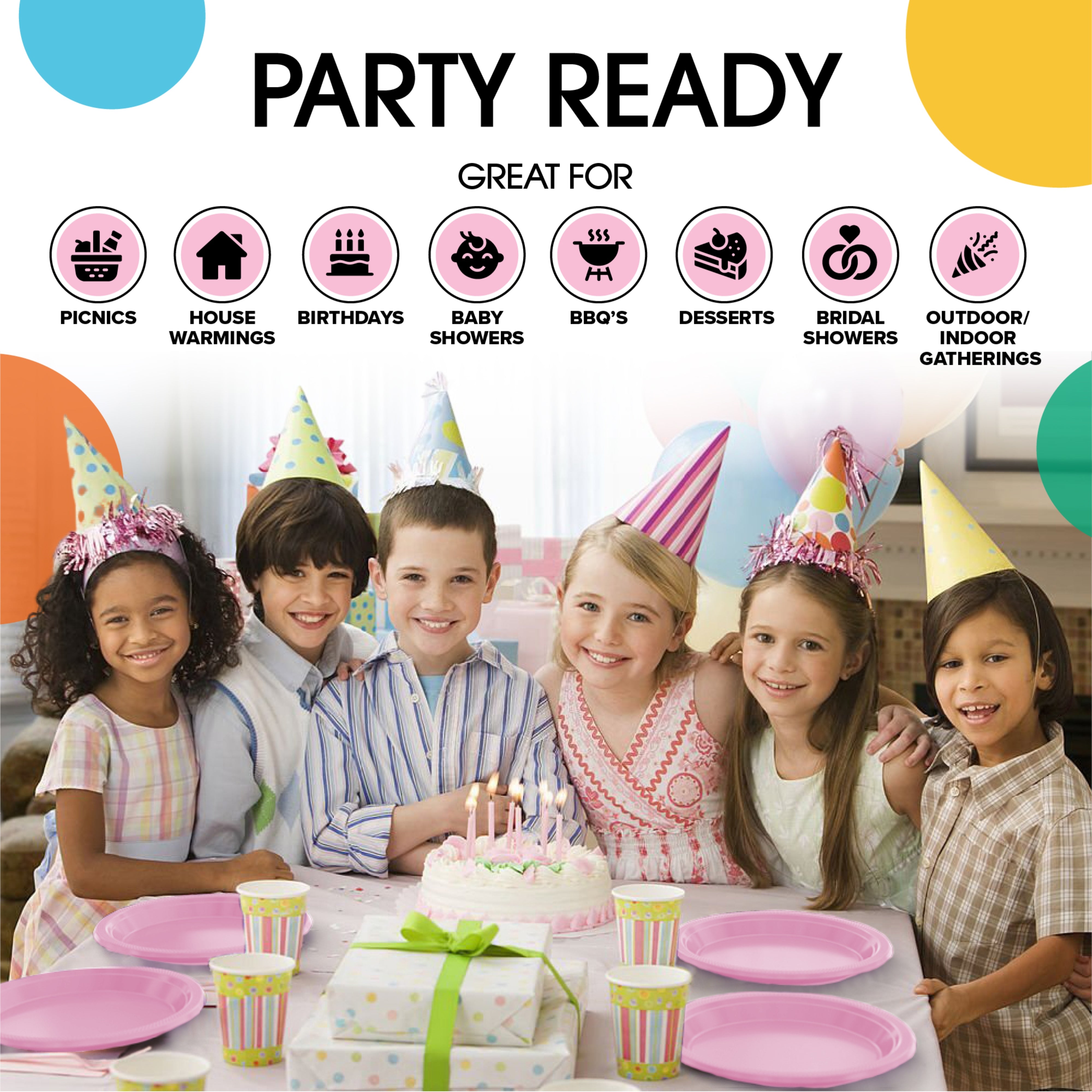 10 In. Pink Plastic Plates | 100 Count